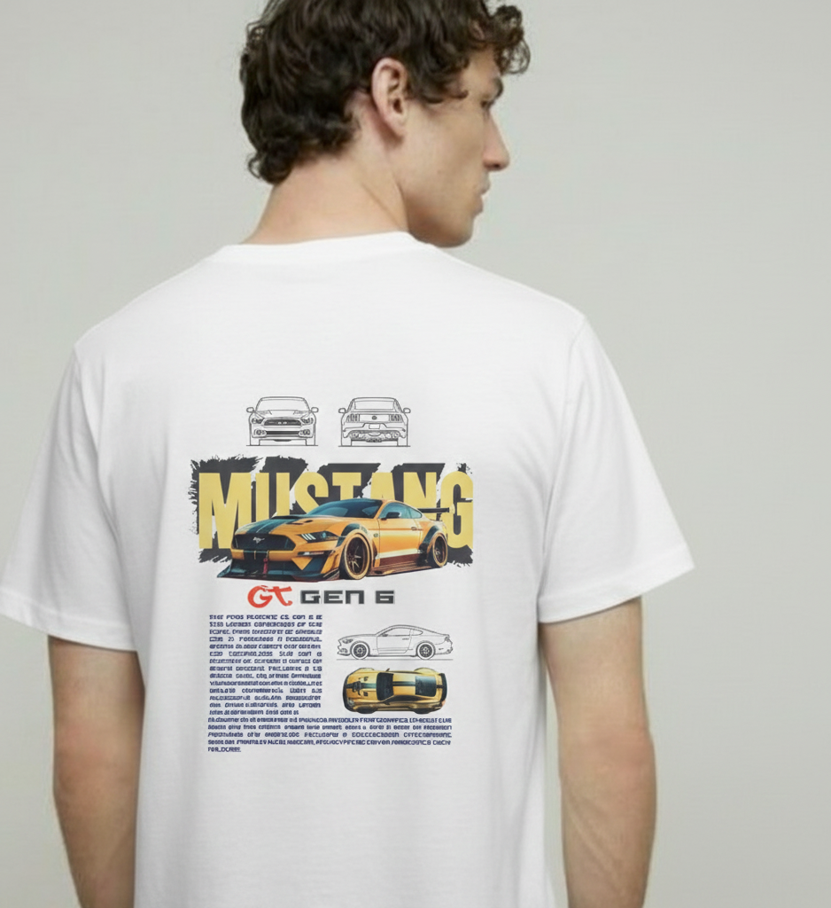 Mustang Half Sleeves Graphic T-Shirt