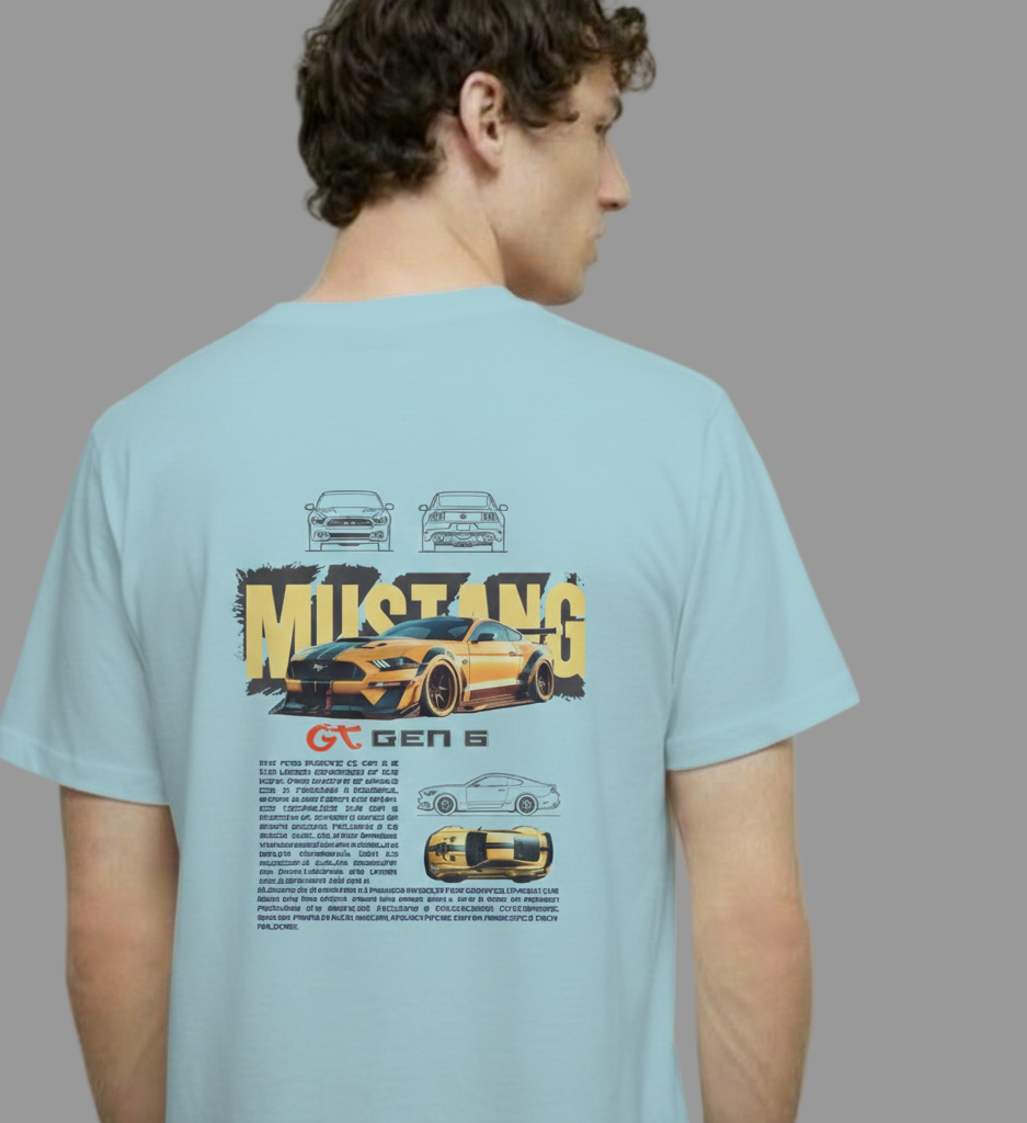 Mustang Half Sleeves Graphic T-Shirt